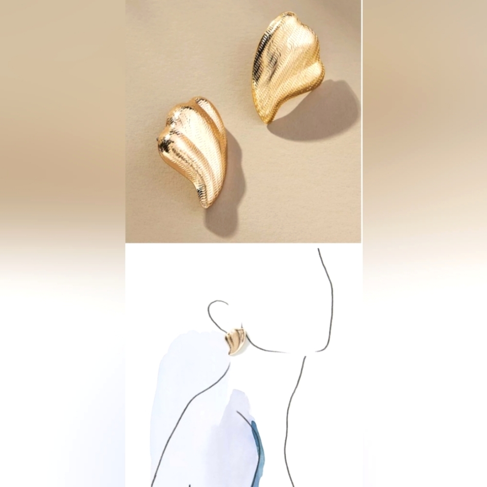 Nwt Anthropologie Restored Vintage Collection: Gold Earrings 14k Plated Brass
